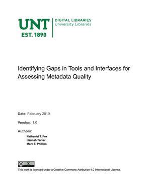 Primary view of object titled 'Identifying Gaps in Tools and Interfaces for Assessing Metadata Quality'.